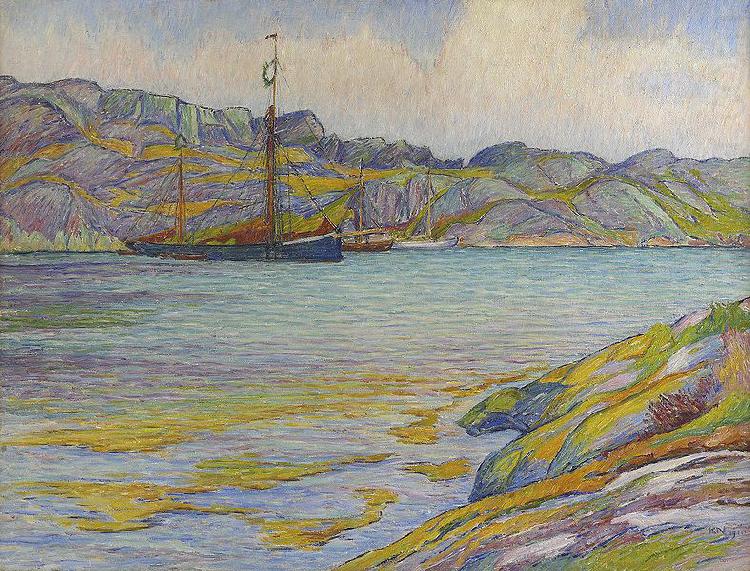 Boats by a cliff, Kyrkesund, Karl Nordstrom